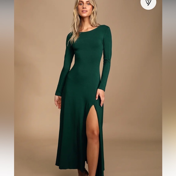 Lulus Dresses & Skirts - Lulus Swept Away Forest Green Long Sleeve Maxi Dress